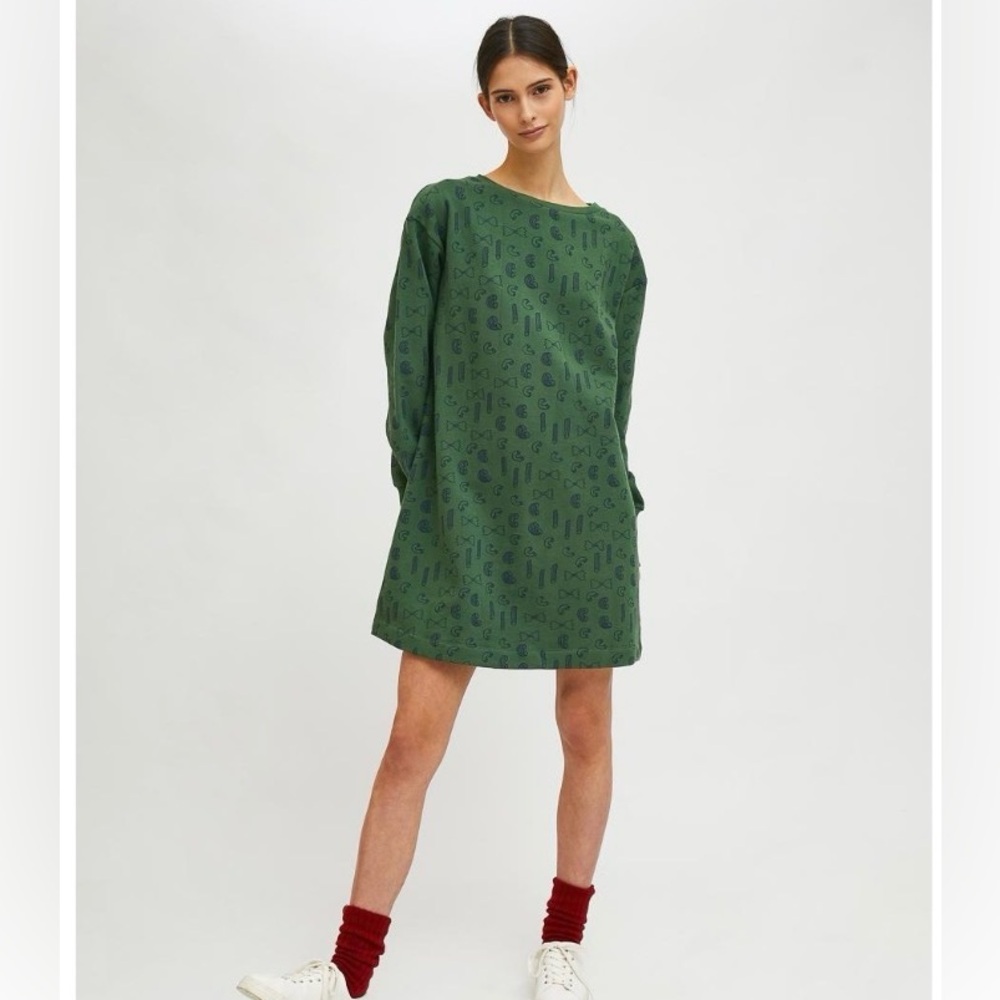 Compania Fantastica oversized pasta print sweatshirt dress size small 100% cotto